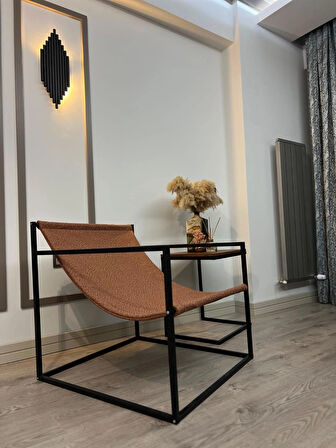 MODERN DEKORATİF METAL AYAKLI BERJER SALON OTURMA ODASI BALKON BERJERİ