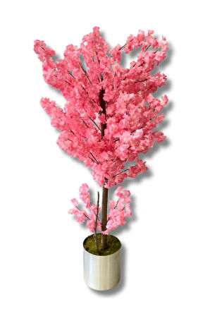 Kırık Pembe Bahar Dalı 160 Cm 25x25 Metal Saksı