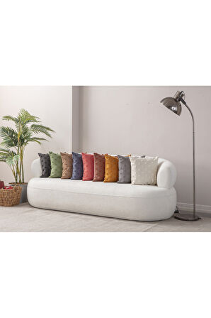 Swita Home İkili Dekoratif Puantiye Keten Kumaşlı Kırlent Kılıfı 43x43 Pembe