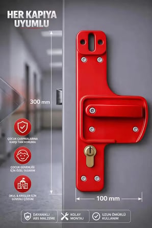 Okul, Kreş ve Eğitim Alanları İçin Bariyerli Kapı Kolu | Çocuk Güvenlikli | Kırılmaz | 10'lu Paket