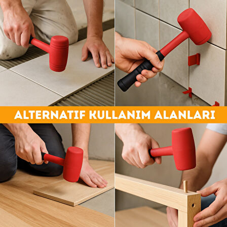 Beylini 50LIK Kauçuk Tokmak Fayansçı Tokmağı Çadır Zemin Sabitleme Çelik Seramik Döşeme Tadilat Çekiçi