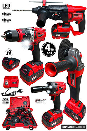 Profesyonel Kömürsüz 36v 4'lü Set Kırıcı Delici Hilti Taşlama Somun Sıkma Akülü Vidalama dawrek