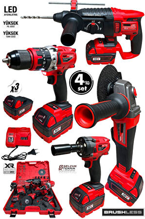 Profesyonel Kömürsüz 36v 4'lü Set Kırıcı Delici Hilti Taşlama Somun Sıkma Akülü Vidalama dawrek