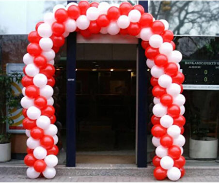100 ADET KIRMIZI-BEYAZ BALON SETİ VE BALON BALON ZİNCİRİ