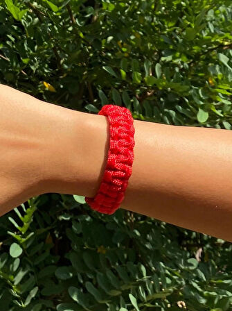 PARACORD BİLEKLİK KIRMIZI KOBRA MODELİ
