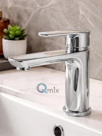 Lüks Krom Renk Sabit Mix Aç Kapa Kısa Lavabo Bataryası – Su Tasarruflu, Dayanıklı, Modern Tasarım