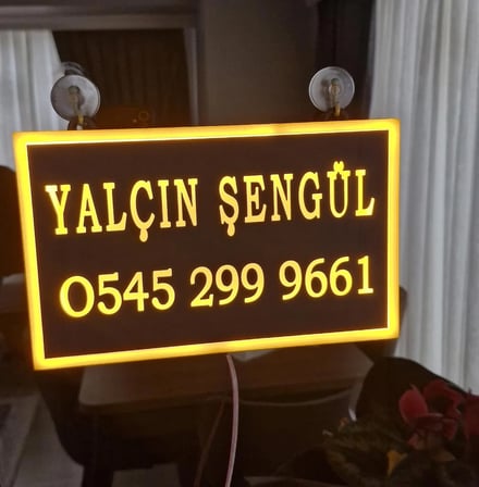 Atölyem 14 Kişiye Özel Led Tabela 260x160 mm Sarı Işıklı