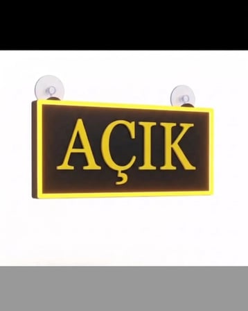 Atölyem 14 Kişiye Özel Led Tabela 260x160 mm Sarı Işıklı