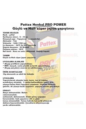 Pattex Pro Power Güçlü Hızlı Süper Japon Yapıştırıcı Metal,deri,ahşap,kauçuk,plastik,yapıştırıcı