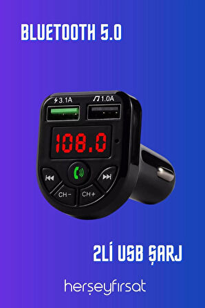 Mp3 Led Fm Bluetooth 2li Usb Araç Kiti