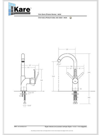 KARE INOX KUĞU LAVABO BATARYASI