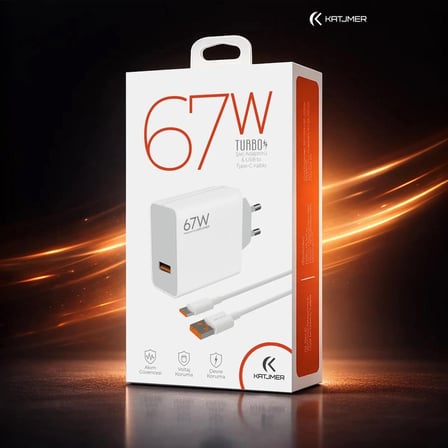 KATJMER KJ-67U-C USB'li 67W Şarj Adaptörü ve Type-C Kablo