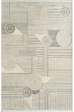 Pierre Cardin Voyage KJ04A Gri Krem Viskon Akrilik Yumuşak Dokulu Modern Etnik Halı