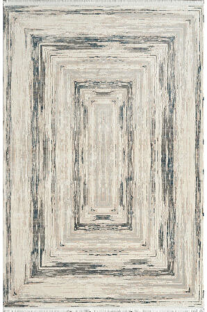 Pierre Cardin Voyage KJ05B Krem Mavi Viskon Akrilik Yumuşak Dokulu Modern Eskitme Halı