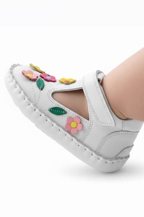 Kaptan junior İlkadım Hakiki Deri Kız Bebek Çocuk Ortopedik Ayakkabı Patik İTDK 2205 BEYAZ