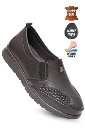 Kaptan Junior Kadın Siyah Klasik Ayakkabı Ortopedik Anne Ayakkabısı Anne Babet Ayakkabı Anne Kadın Günlük Ayakkabı ZSLNK 655