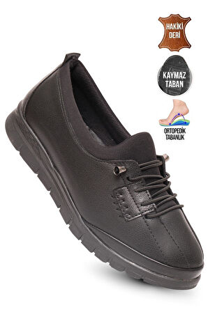 Kaptan Junior Kadın Siyah Klasik Ayakkabı Ortopedik Anne Ayakkabısı Anne Babet Ayakkabı Anne Kadın Günlük Ayakkabı ZSLNK 650