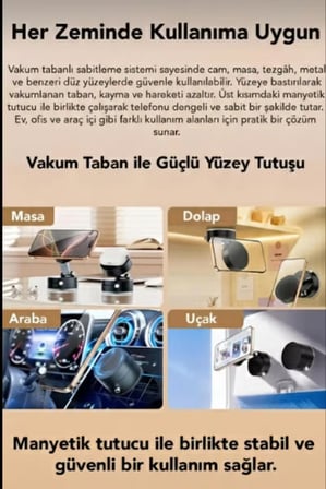 Premium Kilitlenebilir Vantuzlu-Telefon Tutacagı