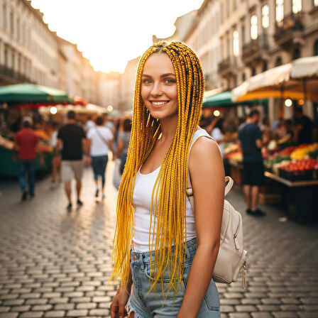 Afrika Örgüsü Ve Rasta İçin Sentetik Saç / Koyu Sarı
