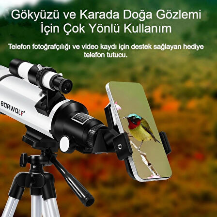70400 HD Astronomik Teleskop Gökyüzü ve Doğa Gözlemi İçin, 70mm Objektif, 360mm Odak, FMC Kaplama