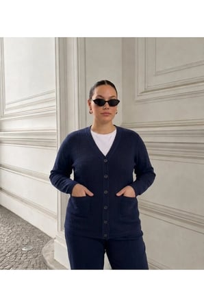 JAKARLI KENDİNDEN DESENLİ ÇELİK ÖRGÜ TRİKO KADIN CEKET