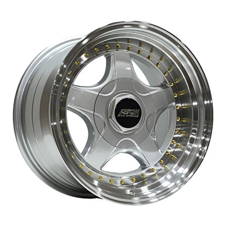 10 X 17 BCH-7813 5X112/120 ET30 72.56 SILVER LIP MAC+GOLD RIVETS