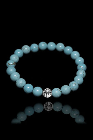 Sertifikalı Boyasız Hakiki Firuze Taşı Bileklik - Gümüş Aparatlı