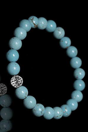 Sertifikalı Boyasız Hakiki Firuze Taşı Bileklik - Gümüş Aparatlı