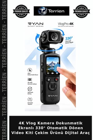 4K Vlog Kamera Dokunmatik Ekranlı 330° Otomatik Dönen Video Kiti Çekim Ürünü Dijital Araç
