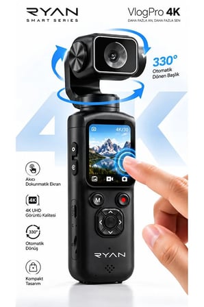 4K Vlog Kamera Dokunmatik Ekranlı 330° Otomatik Dönen Video Kiti Çekim Ürünü Dijital Araç
