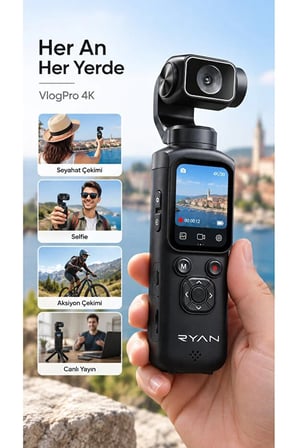 4K Vlog Kamera Dokunmatik Ekranlı 330° Otomatik Dönen Video Kiti Çekim Ürünü Dijital Araç