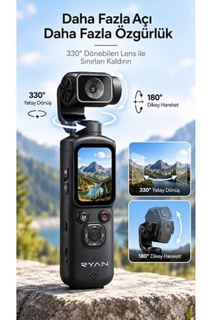 4K Vlog Kamera Dokunmatik Ekranlı 330° Otomatik Dönen Video Kiti Çekim Ürünü Dijital Araç