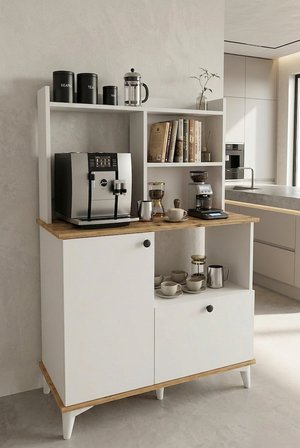Papi-Co Coffee Time Mutfak Dolabı Kahve Köşesi 90 cm Atlantik Çam - Beyaz