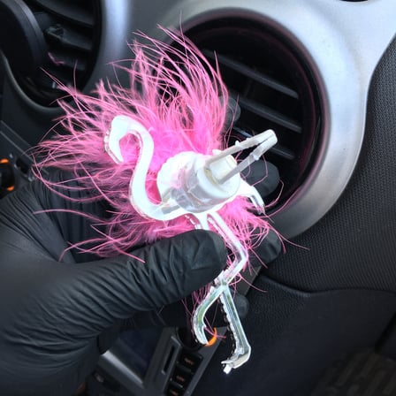 Flamingo Gümüş Pleksi Taşlı Havalandırma Klips Oto Süsü Pembe