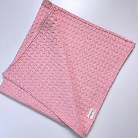 Yenidoğan Bebek Battaniyesi, Organik %100 Pamuk Bebek Pikesi, Alt açma, Çok Amaçlı Örtü, Dört Mevsim, Taşınabilir, Hediyelik Anne Bebek Ürünü, Pembe-Sarı, 75x75 cm, Kupu&Kupu