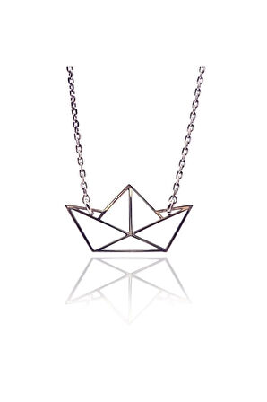 Kağıt Gemi Gümüş Kolye