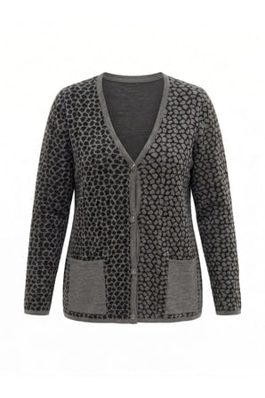 ÇELİK ÖRGÜ KLASİK LEOPAR DESEN TRİKO CEKET