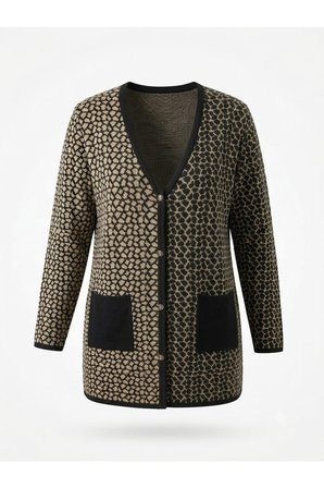 ÇELİK ÖRGÜ KLASİK LEOPAR DESEN TRİKO CEKET