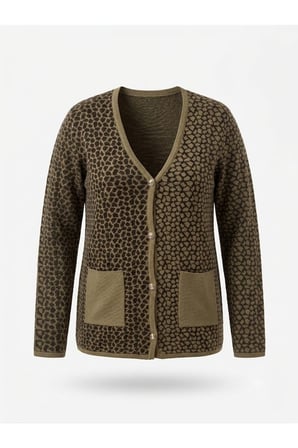 ÇELİK ÖRGÜ KLASİK LEOPAR DESEN TRİKO CEKET