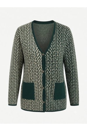 ÇELİK ÖRGÜ KLASİK LEOPAR DESEN TRİKO CEKET