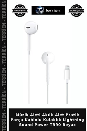Müzik Aleti Akıllı Alet Pratik Parça Kablolu Kulaklık Lightning Sound Power TR90 Beyaz