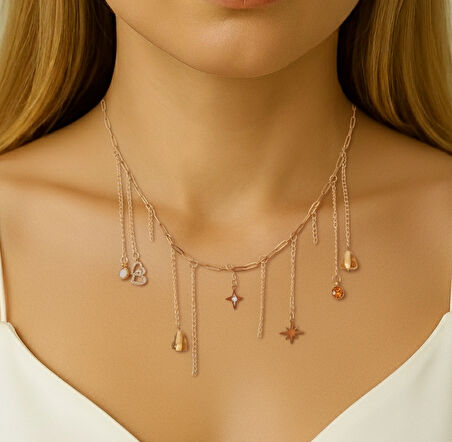 Kutup Yıldızı Nar Charmlı Paslanmaz Çelik Kolye