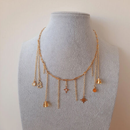 Kutup Yıldızı Nar Charmlı Paslanmaz Çelik Kolye