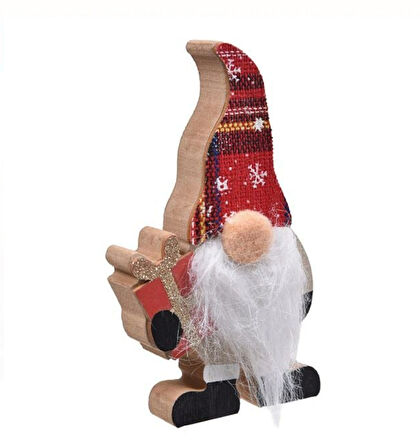 Yılbaşı Özel Noel Cücesi Figürü Ahşap 15cm