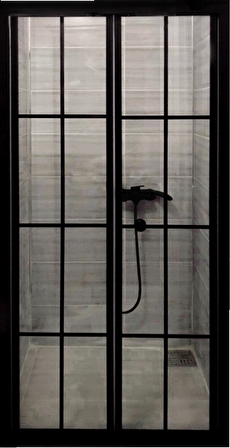 Durul Duşakabin Ön Cephe Katlanır Akordion Kapı Siyah Folyo Çizgi - 77 cm