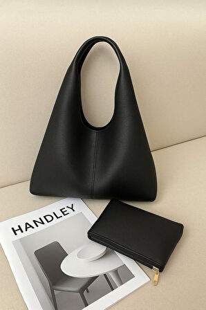 Soft Deri Hobo Çanta & Cüzdan Seti