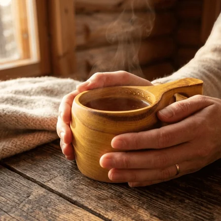 El Yapımı Dut Ağacı Kuksa Bardak – Doğal Ahşap Kahve & Çay Kupası