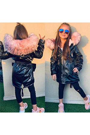 Deri Kız Çocuk Kaban 4/13 Yaş