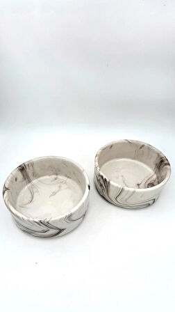 Seramik Kedi Ve Köpek Mama Su Kabı - 2 Adet (12.5 CM, 400 ML)