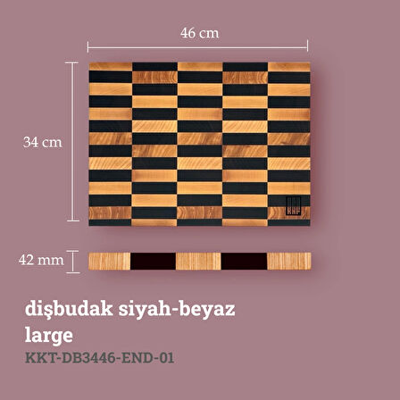 KAF Ahşap Kesme Tahtası Dişbudak Siyah-Beyaz (End Grain) Large